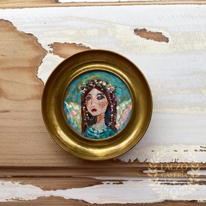 Apró fény - Eredeti Akril festmény, Aranyozott keretben - Szent, Madonna, Angyal - Biblia, Ima, Laczó Ágnes  - Meska.hu