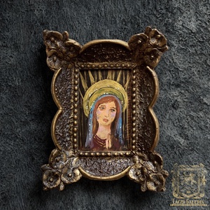 Madonna - Női portré  - Eredeti Akril festmény 19. Század végi neobarokk antik fa keretben - Szent - Laczó Ágnes  - Meska.hu