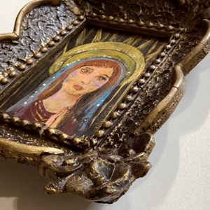Madonna - Női portré  - Eredeti Akril festmény 19. Század végi neobarokk antik fa keretben - Szent - Laczó Ágnes  - művészet - festmény - akril - Meska.hu