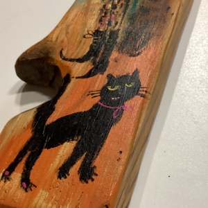 Korai banyek  - Ajándék ötlet, Rusztikus Dekoráció,  Fatábla, Halloween, fekete macska, cica, boszorkány - otthon & életmód - dekoráció - fali és függő dekoráció - falra akasztható dekor - Meska.hu