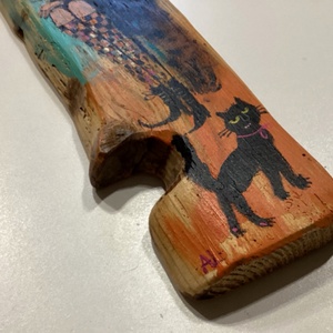 Korai banyek  - Ajándék ötlet, Rusztikus Dekoráció,  Fatábla, Halloween, fekete macska, cica, boszorkány - otthon & életmód - dekoráció - fali és függő dekoráció - falra akasztható dekor - Meska.hu