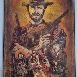 Clint Eastwood fakép, Otthon & Életmód, Dekoráció, Dísztárgy, Decoupage, transzfer és szalvétatechnika, MESKA