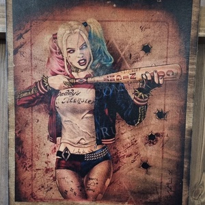 Harley Quinn fakép, Otthon & Életmód, Dekoráció, Dísztárgy, Decoupage, transzfer és szalvétatechnika, MESKA