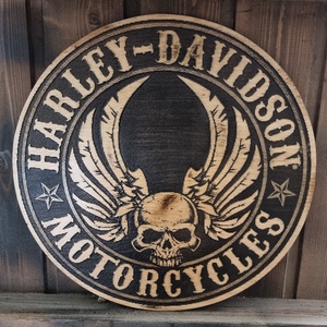 Harley Davidson Lézergravírozott fakép - Meska.hu