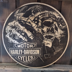 Harley Davidson Lézergravírozott fakép, Otthon & Életmód, Dekoráció, Kép & Falikép, 3d képek, Famegmunkálás, MESKA