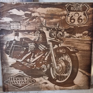 Harley Davidson Lézergravírozott fakép, Otthon & Életmód, Dekoráció, Kép & Falikép, 3d képek, , MESKA