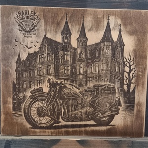 Harley Davidson Lézergravírozott fakép, Otthon & Életmód, Dekoráció, Kép & Falikép, 3d képek, , MESKA