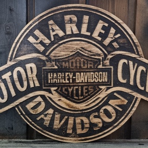 Harley Davidson Lézergravírozott fakép, Otthon & Életmód, Dekoráció, Kép & Falikép, 3d képek, Famegmunkálás, MESKA