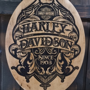Harley Davidson Lézergravírozott fakép - Meska.hu