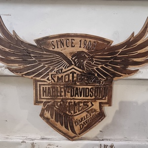 Harley Davidson Lézergravírozott fakép, Otthon & Életmód, Dekoráció, Kép & Falikép, 3d képek, Famegmunkálás, MESKA