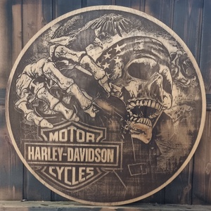 Harley Davidson Lézergravírozott fakép, Otthon & Életmód, Dekoráció, Kép & Falikép, 3d képek, Famegmunkálás, MESKA
