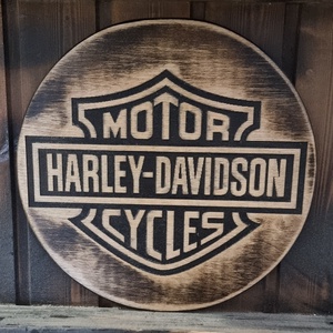 Harley Davidson Lézergravírozott fakép, Otthon & Életmód, Dekoráció, Kép & Falikép, 3d képek, Famegmunkálás, MESKA