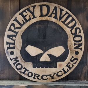 Harley Davidson Lézergravírozott fakép, Otthon & Életmód, Dekoráció, Kép & Falikép, 3d képek, Famegmunkálás, MESKA