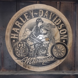 Harley Davidson Lézergravírozott fakép, Otthon & Életmód, Dekoráció, Kép & Falikép, 3d képek, Famegmunkálás, MESKA