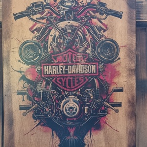 Harley Davidson fakép, Otthon & Életmód, Dekoráció, Dísztárgy, Decoupage, transzfer és szalvétatechnika, MESKA