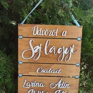 Üdvözlő tábla , Otthon & Életmód, Dekoráció, Ajtó- és ablak dekoráció, Ajtótábla, Famegmunkálás, MESKA