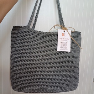 Tágas, horgolt shopper táska hosszú pántokkal - táska & tok - kézitáska & válltáska - alkalmi táska - Meska.hu