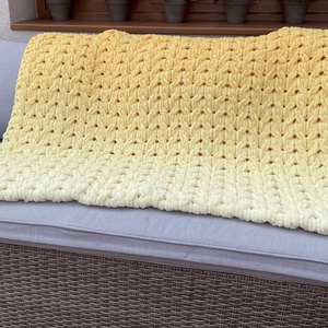 Napsárga színátmenetes kötött takaró - otthon & életmód - lakástextil - felnőtt takaró, pléd - Meska.hu