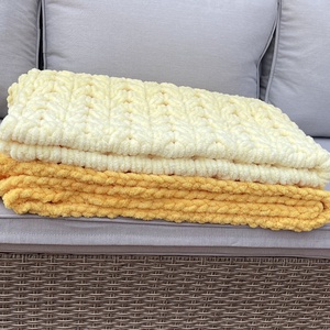 Napsárga színátmenetes kötött takaró - otthon & életmód - lakástextil - felnőtt takaró, pléd - Meska.hu