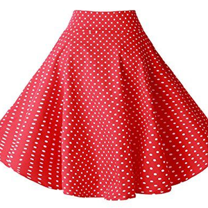 Piros-fehér pöttyös, pörgős szoknya - Rockabilly szoknya 35 cm - Meska.hu