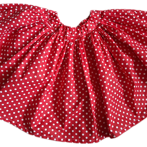 Piros-fehér pöttyös, pörgős szoknya - Rockabilly szoknya 40 cm - ruha & divat - női ruha - szoknya - Meska.hu