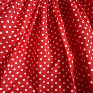 Piros-fehér pöttyös, pörgős szoknya - Rockabilly szoknya 40 cm - ruha & divat - női ruha - szoknya - Meska.hu