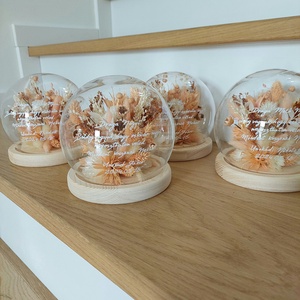 Mini szárazvirág gömb búra esküvőre, szülőköszöntőnek, Anyák napjára, születésnapra, piros, rózsaszín, színes, barack - esküvő - emlék & ajándék - szülőköszöntő ajándék - Meska.hu