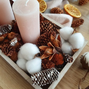 Adventi DIY tál - Toboz variációk - karácsony - adventi díszek - adventi koszorú - Meska.hu