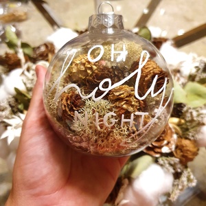 Szárazvirágos karácsonyfa gömbök, egyedi felirattal, Karácsony, Karácsonyi lakásdekoráció, Karácsonyfadíszek, Virágkötés, MESKA