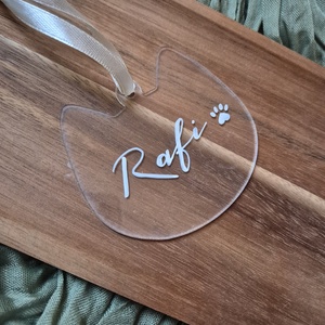 Cica és kutya plexi karácsonyfadísz egyedi névvel ellátva - karácsony - karácsonyi lakásdekoráció - karácsonyfadíszek - Meska.hu