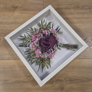 Menyasszonyi csokor megörökítés, csokor tartósítás képkeretben, 25x25 cm  - esküvő - menyasszonyi- és dobócsokor - Meska.hu