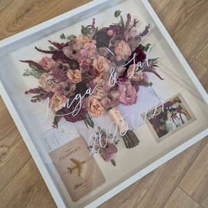 Menyasszonyi csokor megörökítés, csokor tartósítás képkeretben - esküvő - menyasszonyi- és dobócsokor - Meska.hu