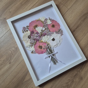 Préselt menyasszonyi csokor megörökítés, csokor tartósítás képkeretben - esküvő - menyasszonyi- és dobócsokor - Meska.hu