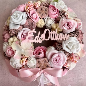 Édes otthon ajtódísz, Otthon & Életmód, Dekoráció, Ajtó- és ablak dekoráció, Ajtódísz & Kopogtató, Virágkötés, MESKA