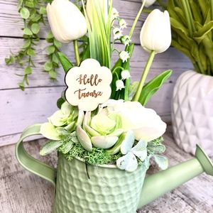 Tulipános locsolókanna - otthon & életmód - dekoráció - asztal és polc dekoráció - asztaldísz - Meska.hu