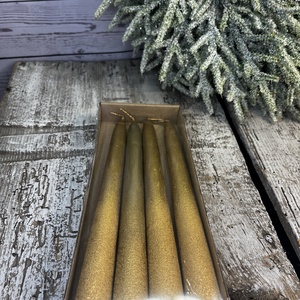 Glitteres hosszú gyertya arany, Kellékek & szerszámok, Dekorációs gyertya, Dekorációs kellékek, , MESKA