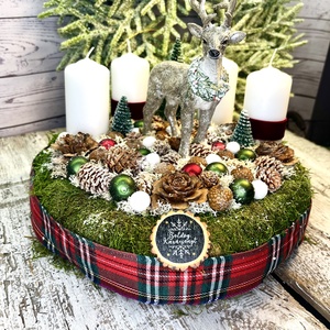Szarvas adventi koszorú, Karácsony, Adventi díszek, Adventi koszorú, Virágkötés, MESKA