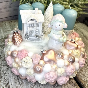 Pasztell hóember adventi koszorú - Meska.hu