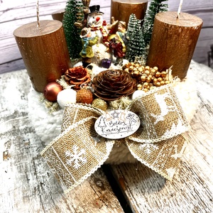 Bronz adventi koszorú, Karácsony, Adventi díszek, Adventi koszorú, Virágkötés, MESKA