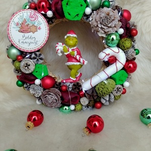 Grincs kopogtató, Otthon & Életmód, Dekoráció, Ajtó- és ablak dekoráció, Ajtódísz & Kopogtató, Mindenmás, Virágkötés, MESKA