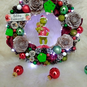 Grincses kopogtató, Otthon & Életmód, Dekoráció, Ajtó- és ablak dekoráció, Ajtódísz & Kopogtató, Mindenmás, Virágkötés, MESKA