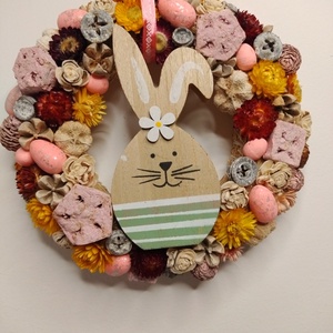 Rózsaszín húsvéti kopogtató, Ünnepi díszek, dekorációk, Húsvéti díszek és dekorációk, Húsvéti ajtódísz, kopogtató, Mindenmás, MESKA