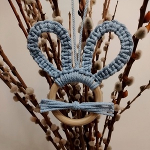 Makramé nyuszifül - ünnepi díszek, dekorációk - húsvéti díszek és dekorációk - húsvéti tojásfadíszek - Meska.hu