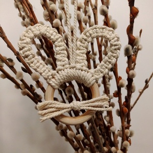 Makramé nyuszifül - ünnepi díszek, dekorációk - húsvéti díszek és dekorációk - húsvéti tojásfadíszek - Meska.hu