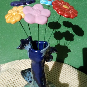 Kerámia virág zöld színű szárral -  - Meska.hu