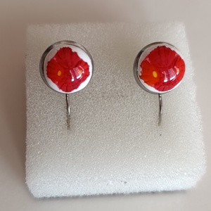 Virágos fülbevaló csodás színekkel fehér alapon - Meska.hu