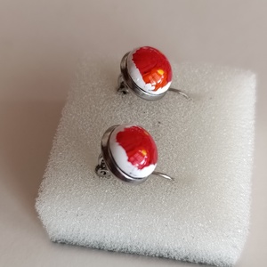 Virágos fülbevaló csodás színekkel fehér alapon - ékszer - fülbevaló - lógós kerek fülbevaló - Meska.hu