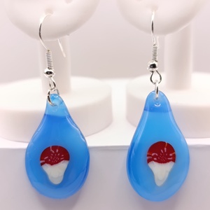 Stilizált gombák kék alapon - ékszer - fülbevaló - lógó fülbevaló - Meska.hu