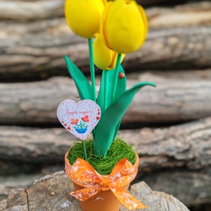 Dekor tulipánok cserépben - otthon & életmód - dekoráció - dísztárgy - Meska.hu