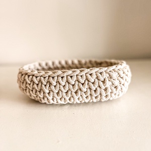 Horgolt ovális kosár � Természetes és letisztult dizájn - otthon & életmód - tárolás & rendszerezés - tárolókosár - Meska.hu